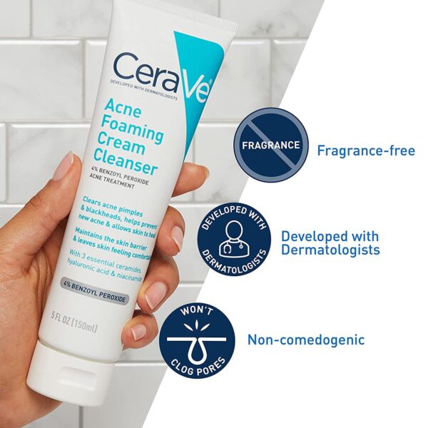 CeraVe Acne Foaming Cream Cleanser – 150ml - Image 2