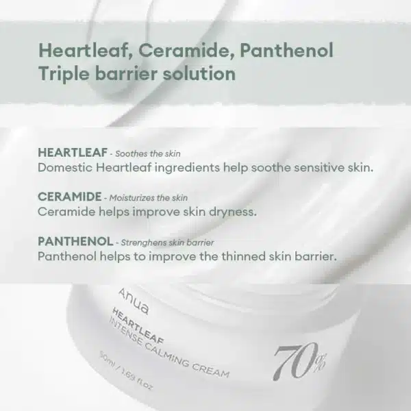 Anua Heartleaf 70 Intense Calming Cream 50ml Korea - Image 2