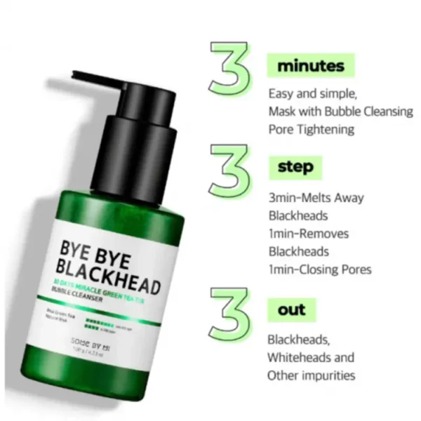 Some By Mi Bye Bye Blackhead 30 Days Miracle Green Tea Tox Bubble Cleanser - 120g - Image 4